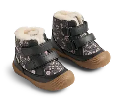 Wheat Daxi Begyndervinterstøvle Sort Med Blomsterprint Og Med Uldfor  - Str. 24
