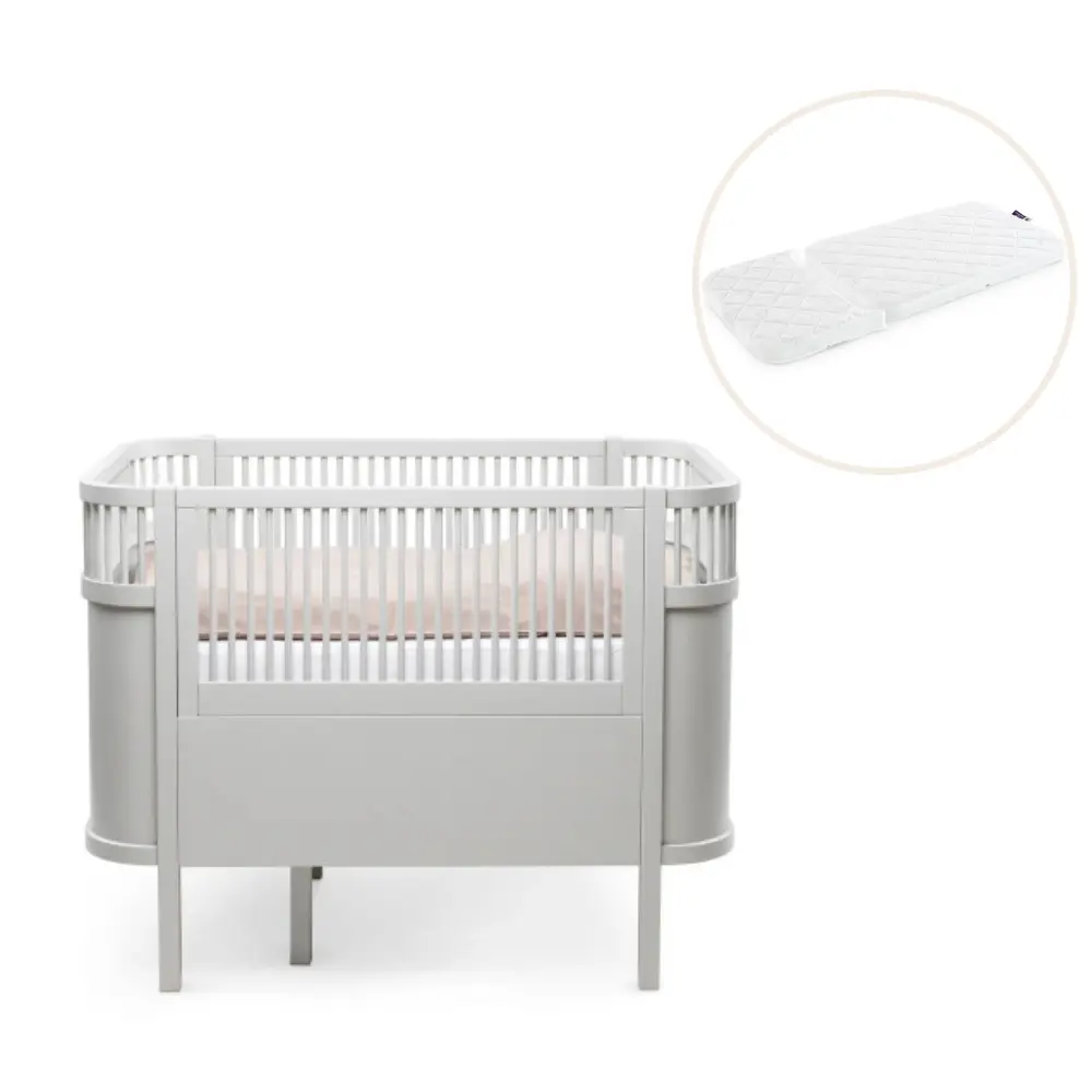 Baby & Jr. seng - Stone grå med madras