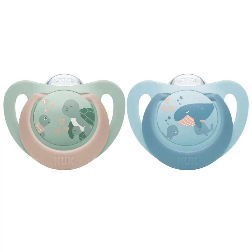 Nuk Sutter - 2-pak - First Choice - Turtle/Whale - Grøn/Blå