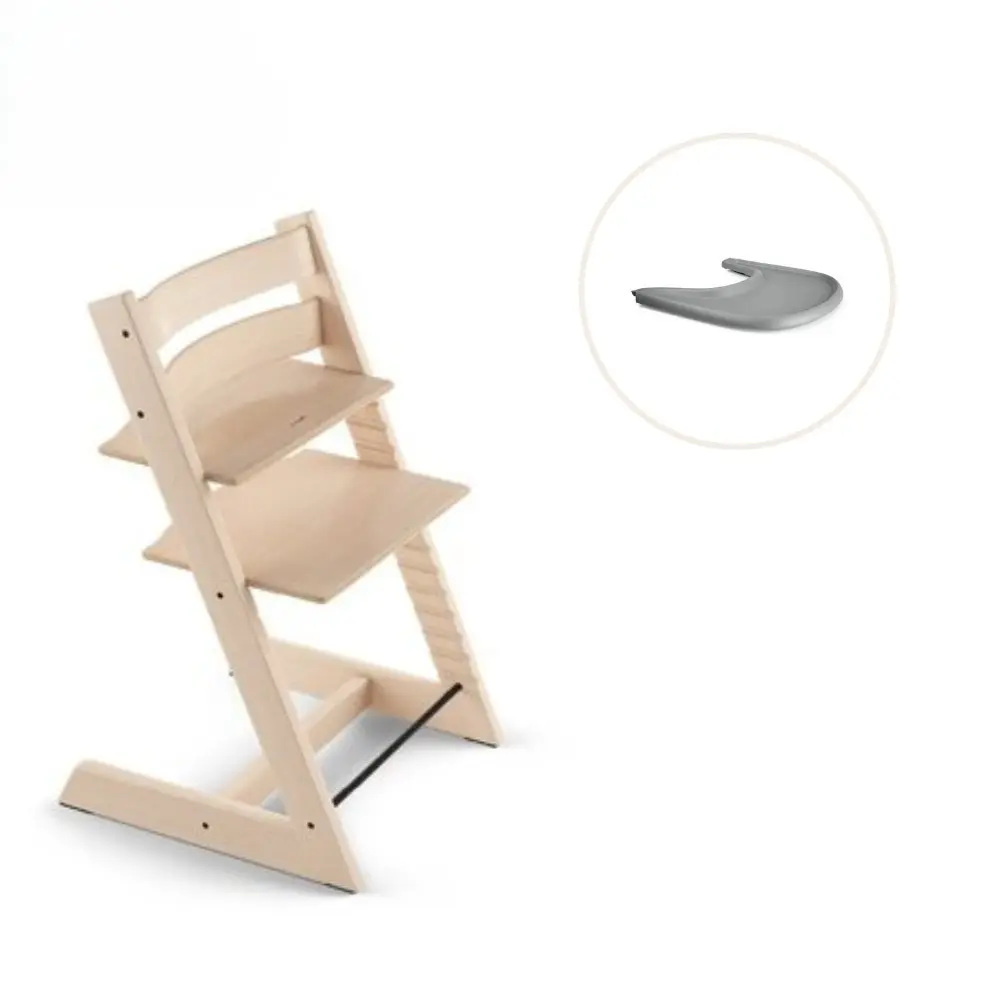 product-Højstol inkl. tray - natur/grå