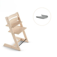 Højstol inkl. tray - natur/grå