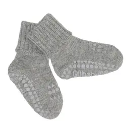Skridsikre Strømper Alpaca Uld - Grey melange - 6-12 MDR.