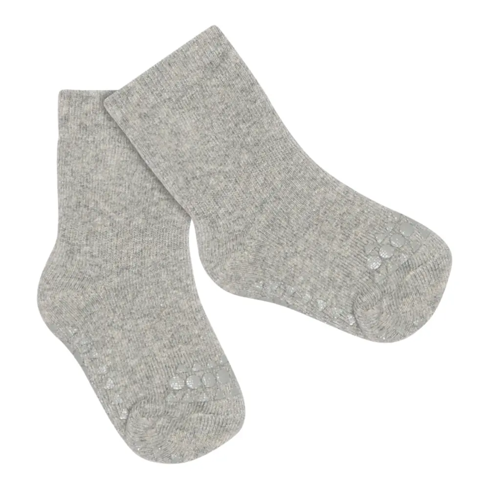 GoBabyGo Skridsikre Strømper Terry Bomuld - Grey Melange - 14/16