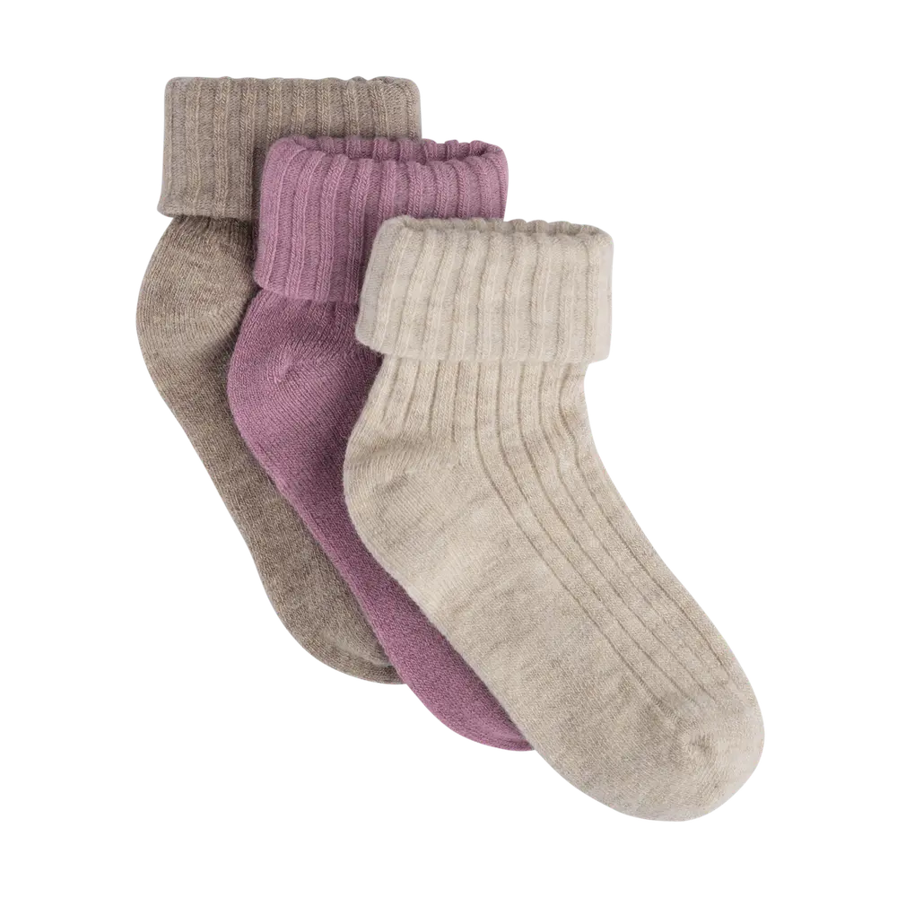 BeKids Uld Rib Strømpe 3-Pak - Burnished Lilac - 11\14