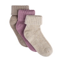 BeKids Uld Rib Strømpe 3-Pak - Burnished Lilac