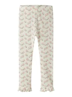 Lil' Atelier Leggings Råhvid Med Blomsterprint - Str. 6y 116cm
