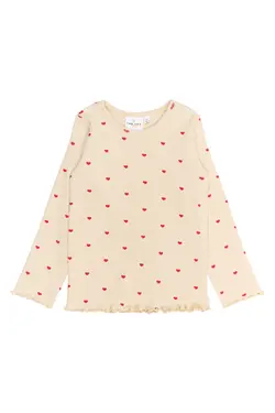 The New Siblings Langærmet T-shirt Med Hjerteprint - Str. 3y 98cm