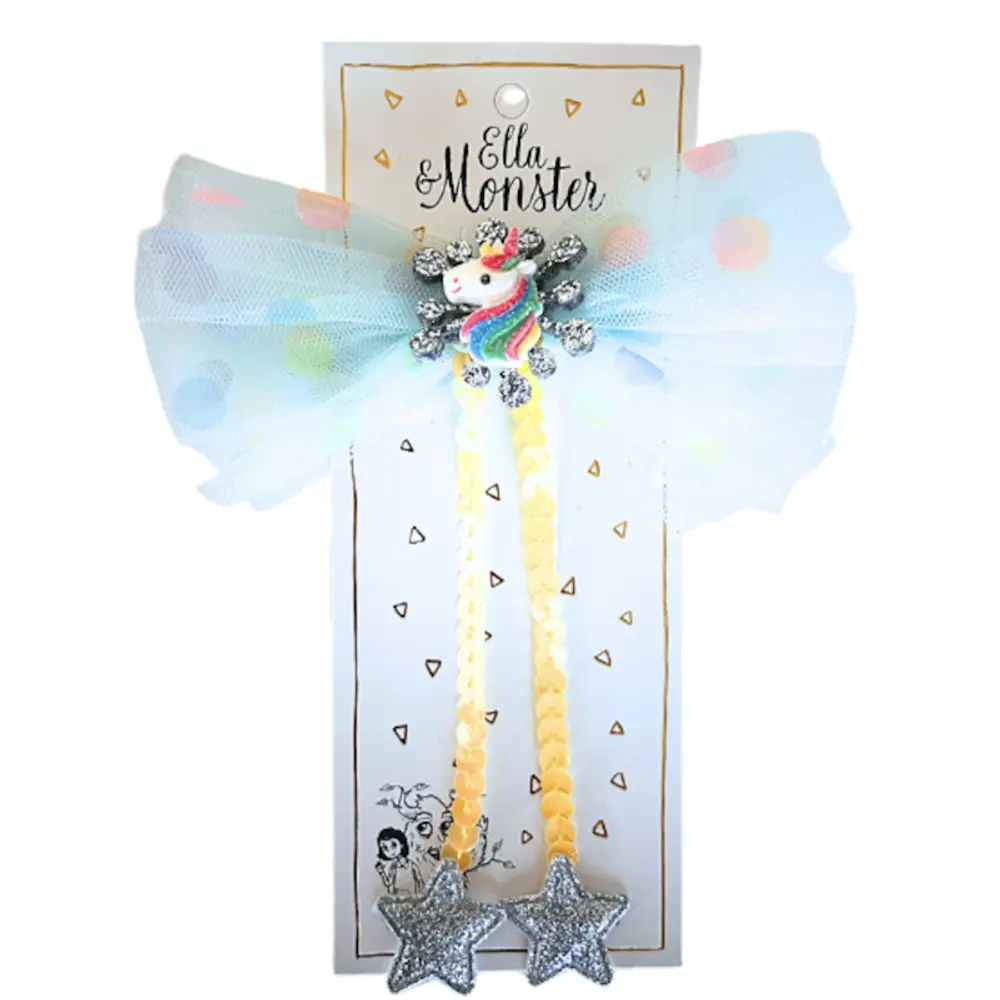 Hårclips Big Unicorn Bow Green