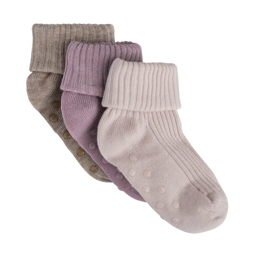 BeKids Rib Strømper m. ABS 3-Pak - Shell - 11 14