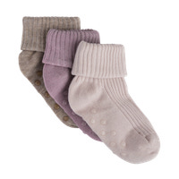 BeKids Rib Strømper m. ABS 3-Pak - Shell