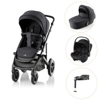 Britax Römer Smile 5Z Lux Kombivogn og Baby-Safe Core Autostol - Carbon Black