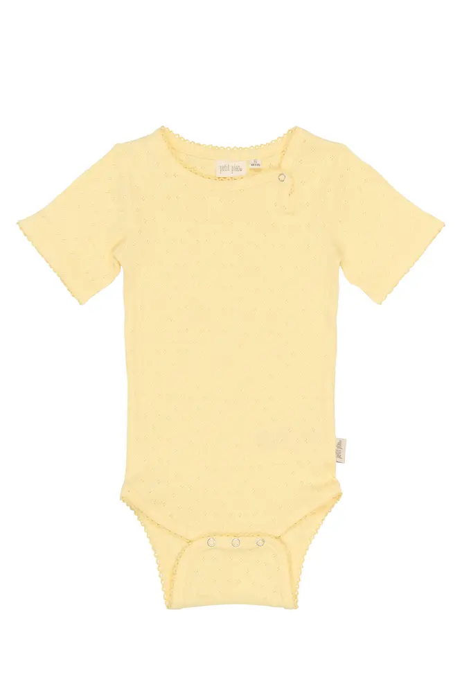 PETIT PIAO Suze Kortærmet Pointelle Body Mellow Yellow 56
