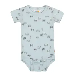 Joha Body k/æ - Bambus - Lyseblå m. Traktorer