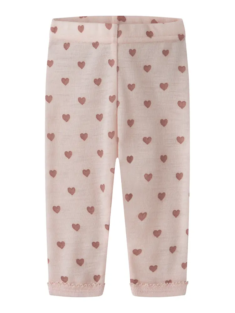 Lil Atelier Leggings - Uld - NbfNoel - Morganite m. Hjerter