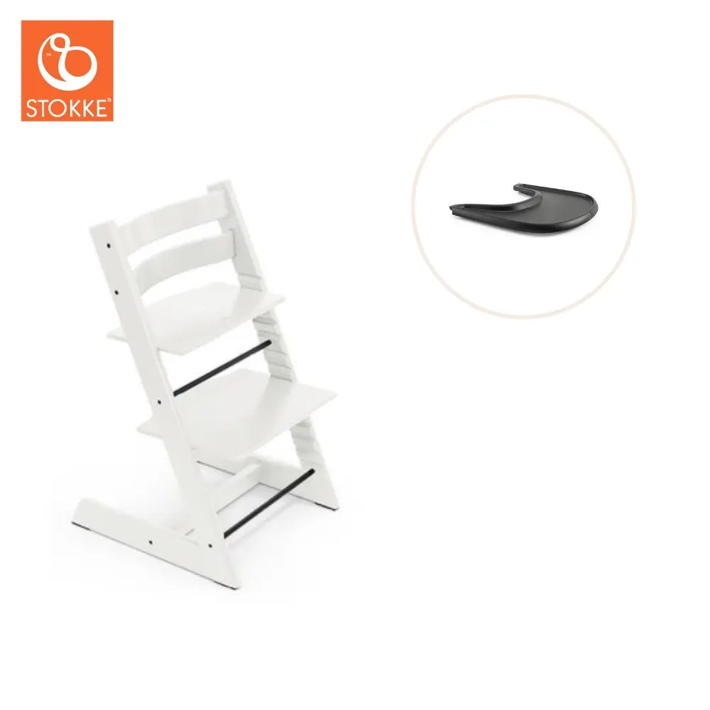 product-Højstol inkl. tray - hvid/sort