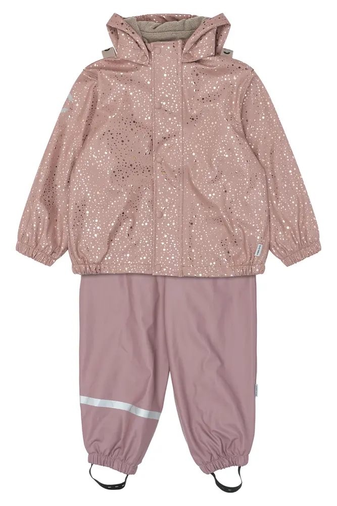 Mikk-Line PU Regnsæt M. Fleece Og Seler - Foil Dot AOP - 86