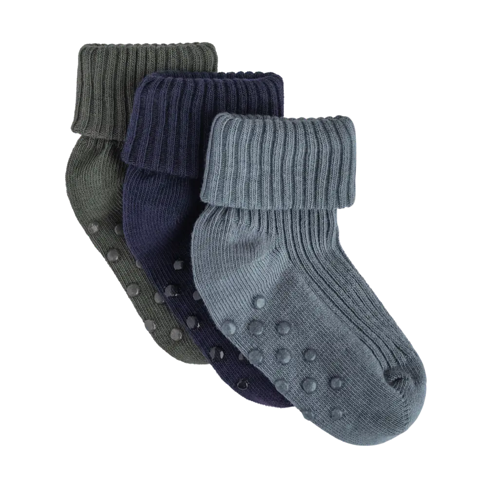 BeKids Rib Strømper m. ABS 3-Pak - Dark Navy - 11 14