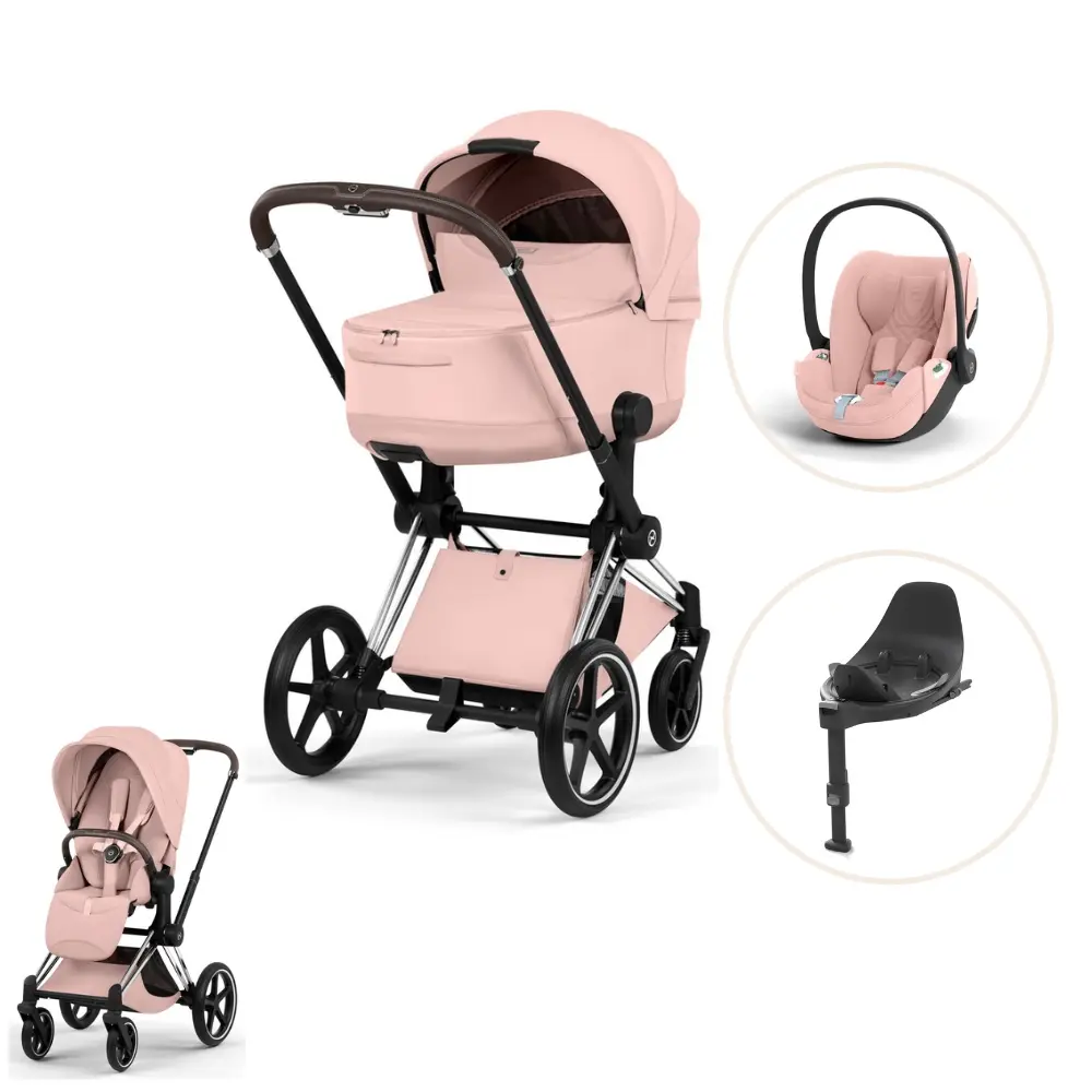 product-Cybex Priam Style Kombivogn inkl. Cloud T Plus og Base T - Peach Pink/Chrome Brown