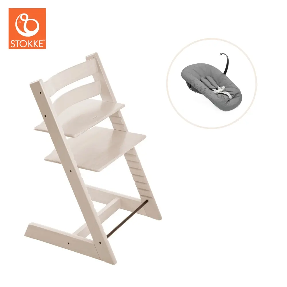 product-Højstol bøg inkl. newborn sæt - Whitewash