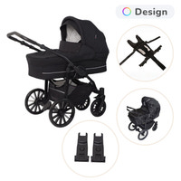 Basson Nordic Lux Barnevogn Med Sele, Regnslag Og Adapter - Dusty Black