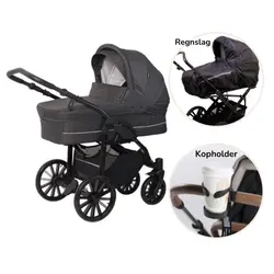 Nordic Lux inkl. regnslag og kopholder - Dark grey melange billede