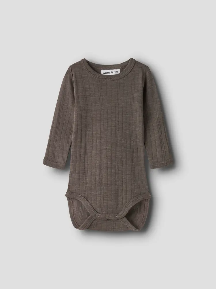 Name It Wang Uld Langærmet Body - Morel - 80 billede