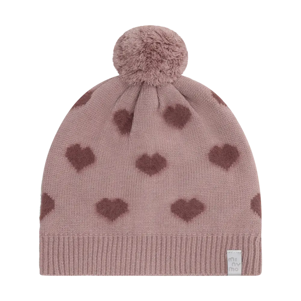 Minymo Strikket Hue M. Hjerter - Fawn - 48
