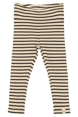 Petit Piao Leggings - Rib - Modal - Coffee Bean/Off White