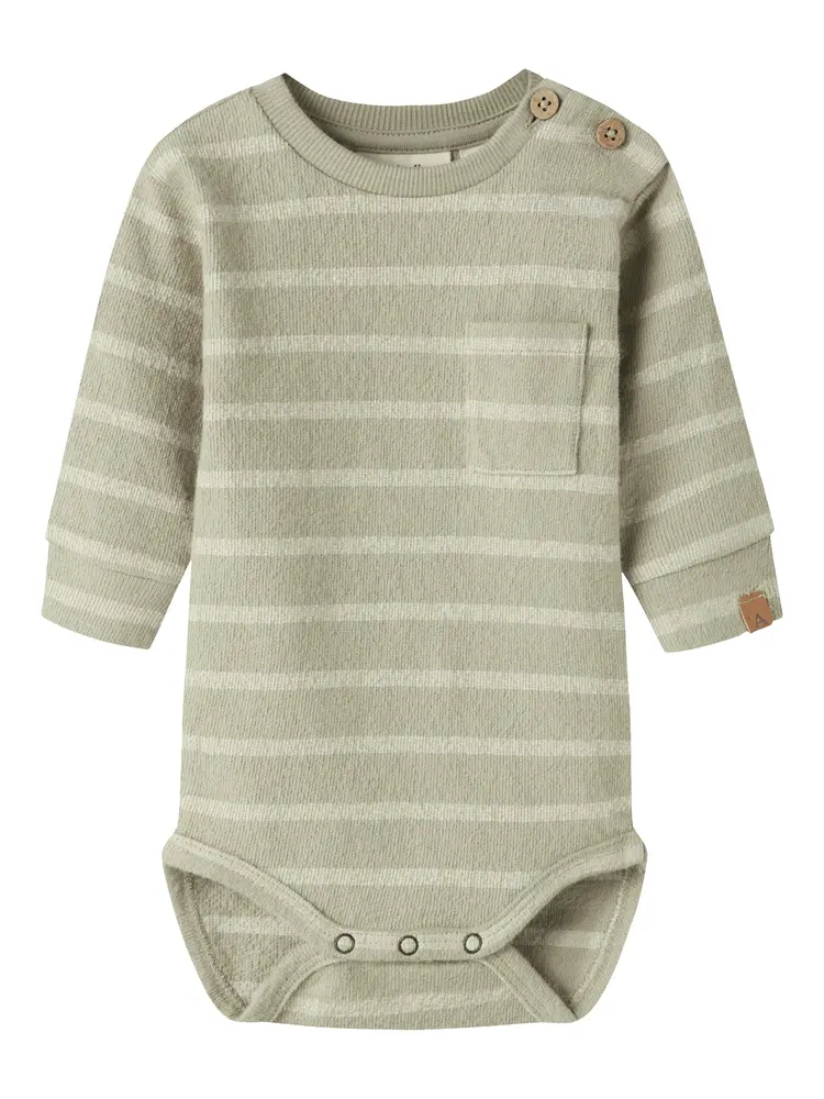 Lil' Atelier Oby Langærmet Body - Moss Gray - 68