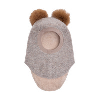 Huttelihut Uld Alpaca Elefanthue m. Pompomer - Camel Melange