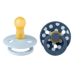 BIBS Colour Sutter - Str. 2 - Rund - 2-pak - Baby Blue/Steel Blu