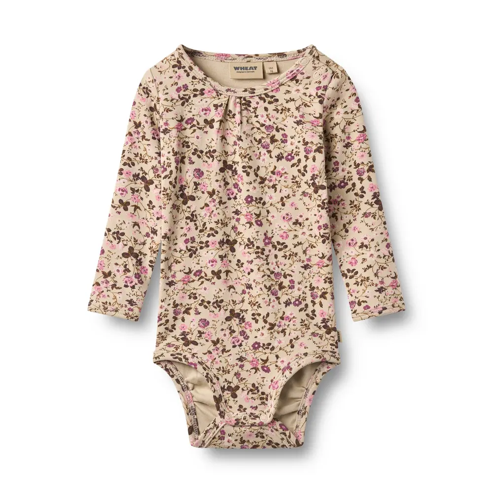Wheat Liv Langærmet Body - Soft Sand Flower Wine - 56