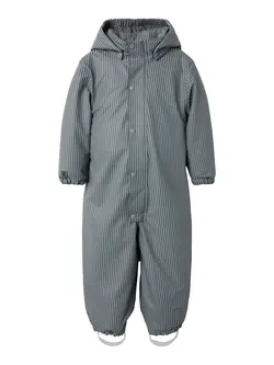 Lil' Atelier Gummiflyverdragt Ultimate Grey Med Blå Striber - Str. 2y 92cm