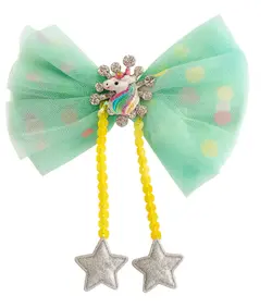 Hårclips Big Unicorn Bow Green