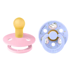 BIBS Rund Colour Sut - 2-Pak - Str. 1 - Naturgummi - Moomin - Dreaming - Baby Pink Mix