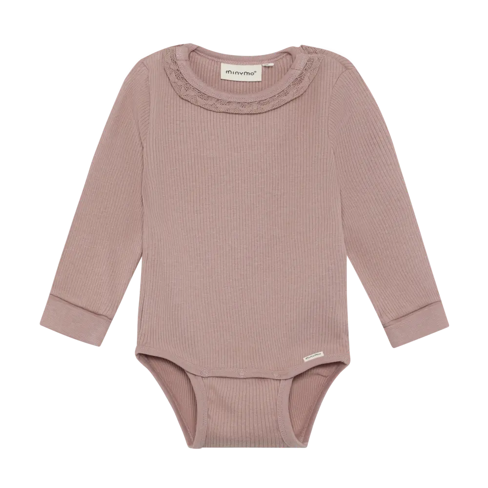 Minymo Langærmet Rib Body - Fawn - 86