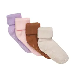 Baby rib strømpe m. ABS (4-pak) - 521 - 11/14