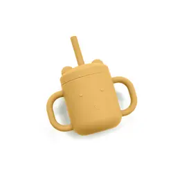 Magni | Silikone Kop med sugerør og dobbelt håndtag, honning gul