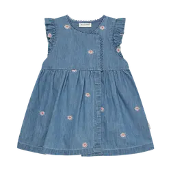 Minymo Kjole - Chambray - Faded Denim m. Blomster