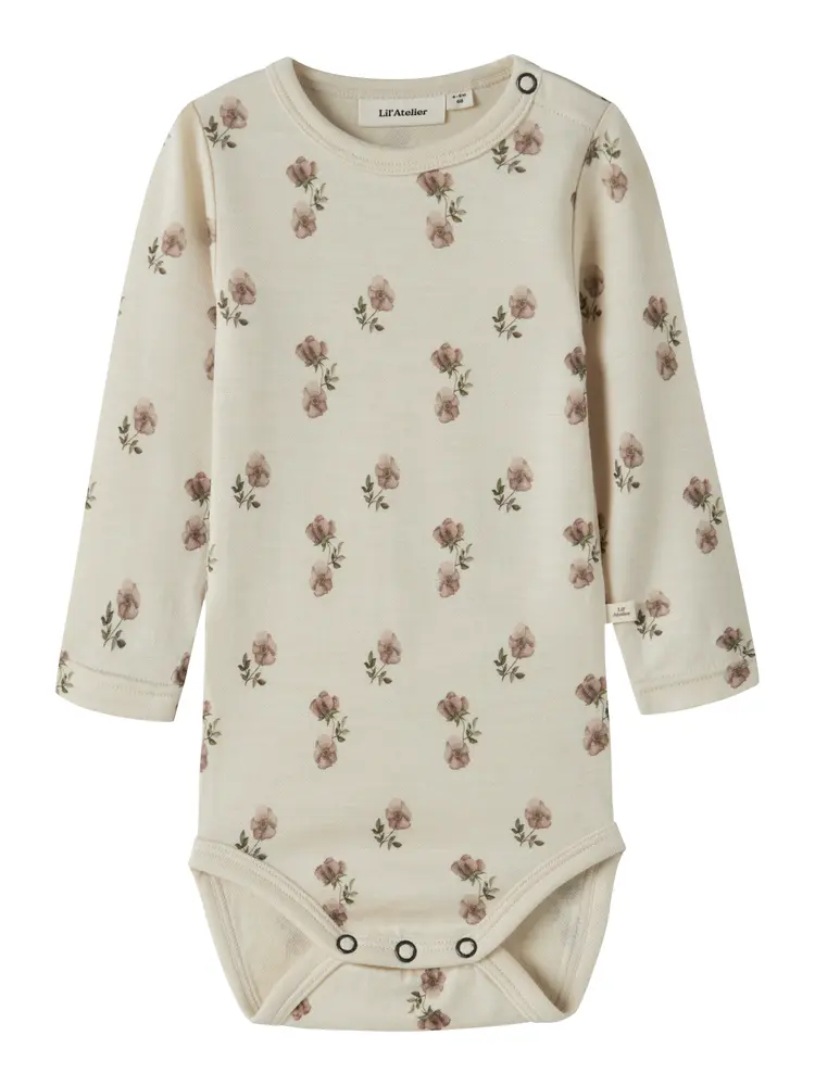 Lil' Atelier Nilo Nun Langærmet Uld Slim Body - Turtledove - 86