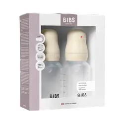 BIBS Bottle - Sutteflaskesæt - Plastik - Silikone/Slow Flow/Rund - 150 ml. - 2-Pak - Ivory