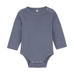 Uld body langærmet body - solid - Folkstone Gray Melange - 50
