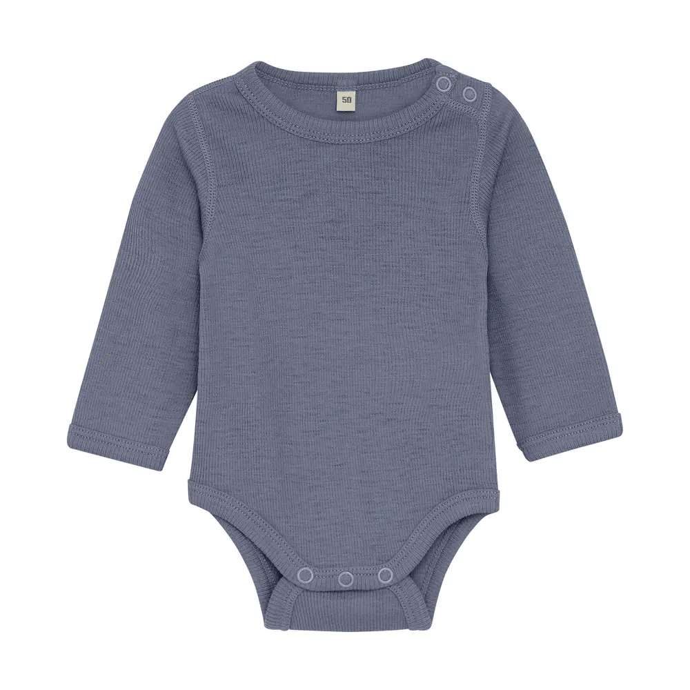Uld body langærmet body - solid - Folkstone Gray Melange - 60