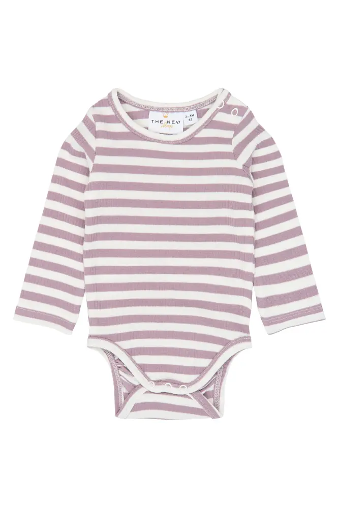 The New Siblings Fro Langærmet Rib Body - Elderberry-Gardenia Striped TN - 56
