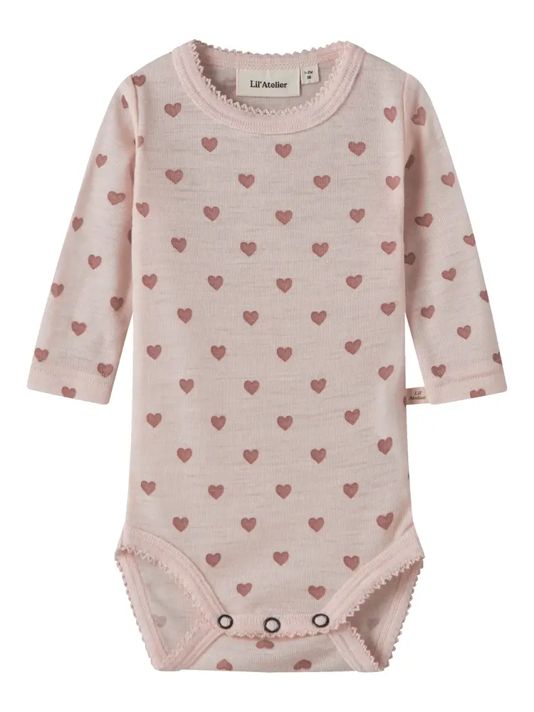 Lil Atelier Body l/æ - Uld - NbfNoel - Morganite m. Hjerter