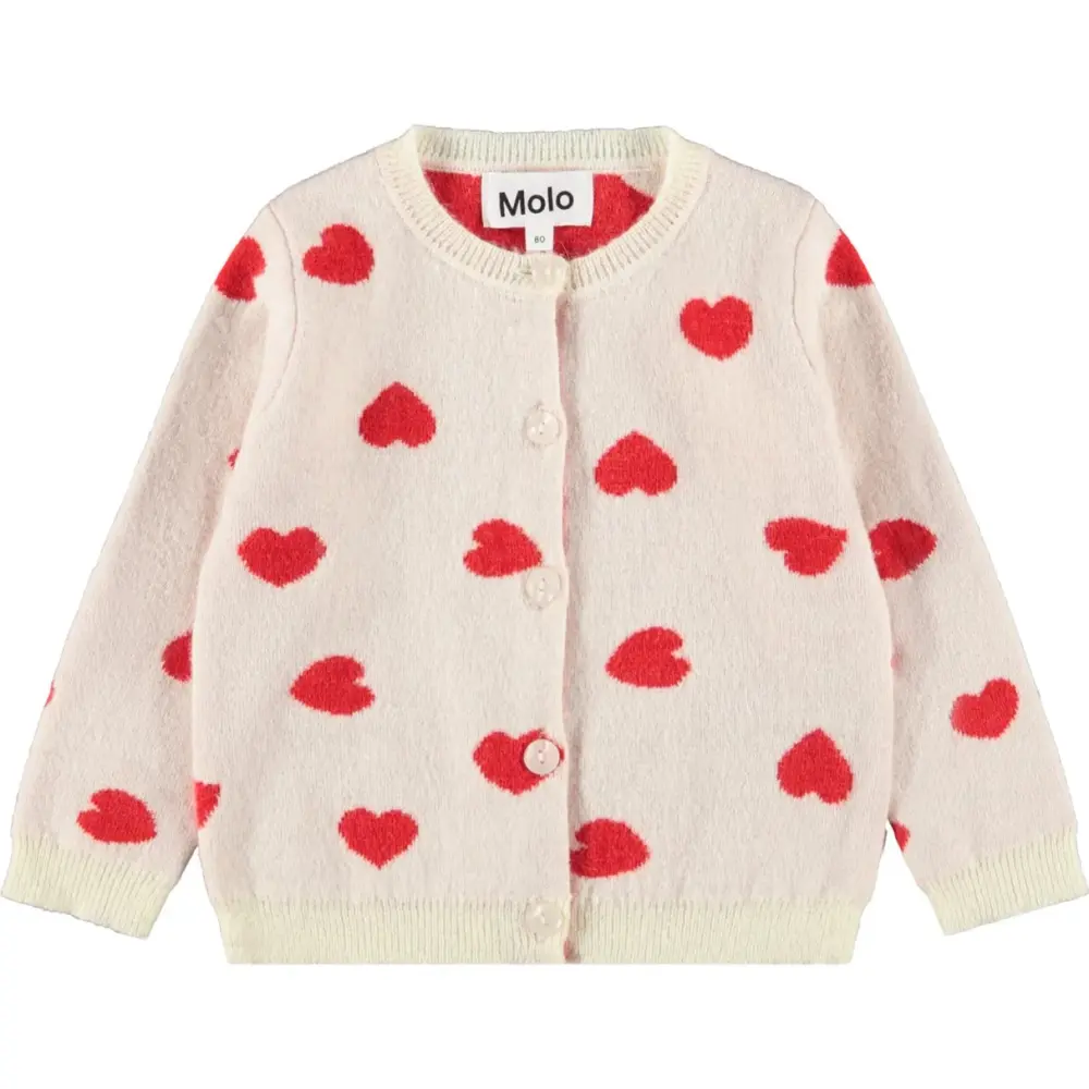 Molo Goldie Cardigan - Red Hearts - 98