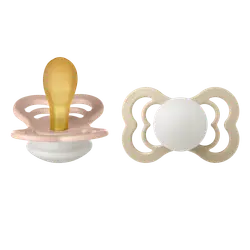 BIBS Symmetrisk Supreme Sut - 2-Pak - Str. 2 - Naturgummi - GLOW - Blush/Vanilla