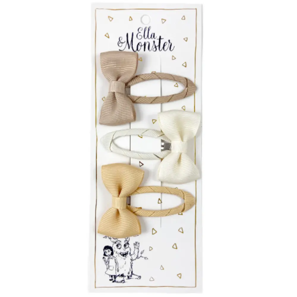 Hårclips Beige Bow