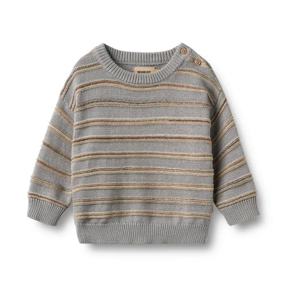 Wheat Harlow Jacquard Pullover - Slightly Blue Stripe - 86