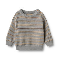 Wheat Harlow Jacquard Pullover - Slightly Blue Stripe